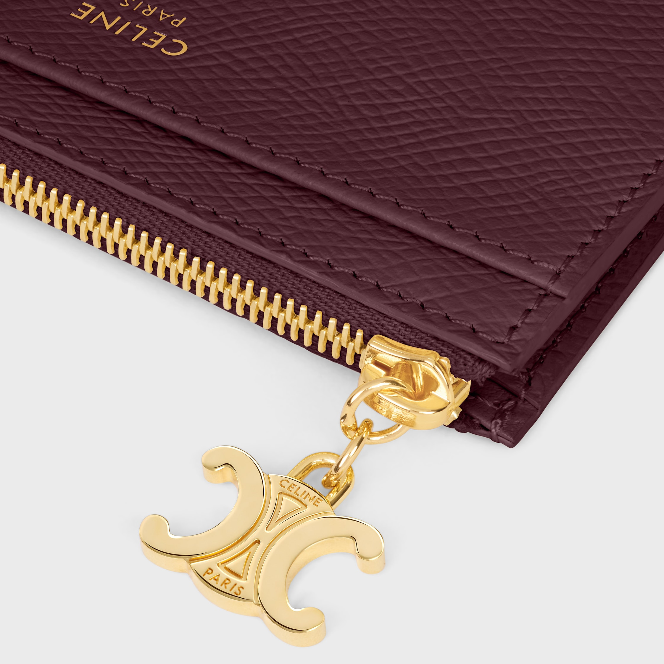 ZIPPED CARD HOLDER TRIOMPHE CHARMS IN GRAINED CALFSKIN - 4