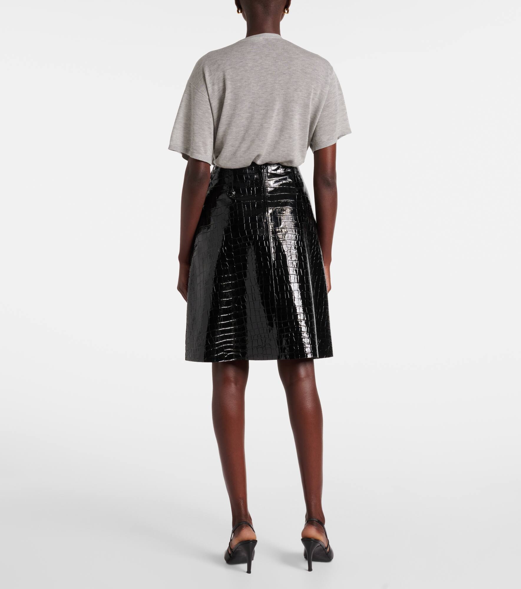 Croc-effect leather miniskirt - 3