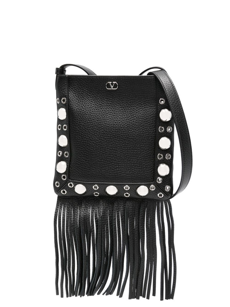 fringed studded shoulder bag 1