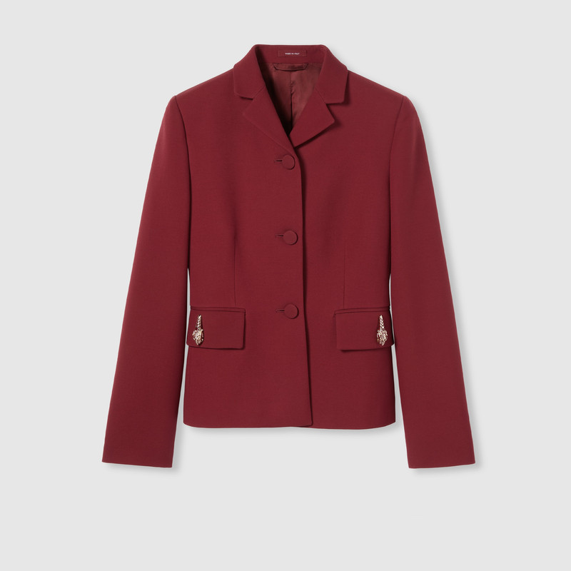 Crêpe wool silk jacket with tiger 1