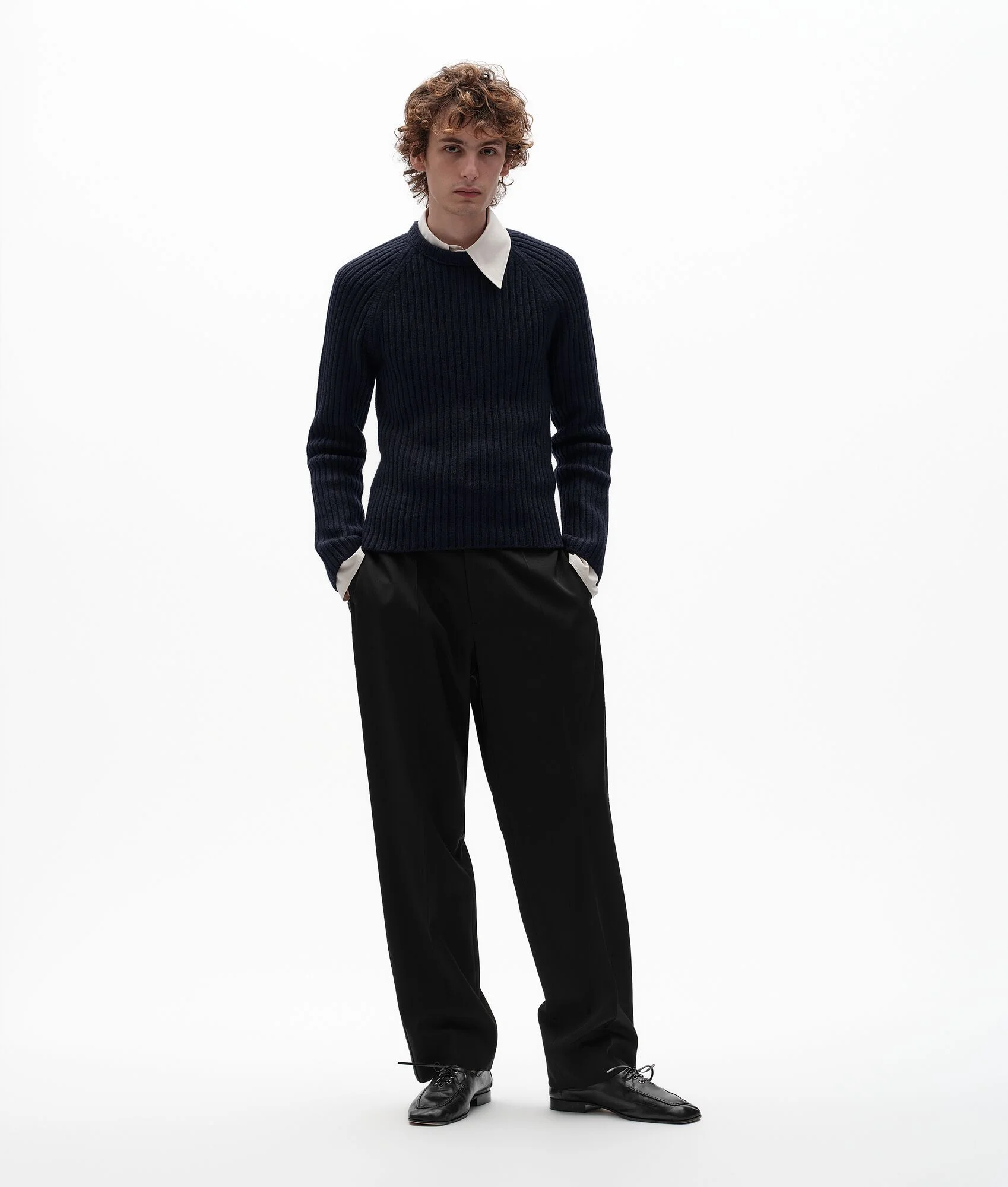 Merino Wool Rib Knit Sweater - 1