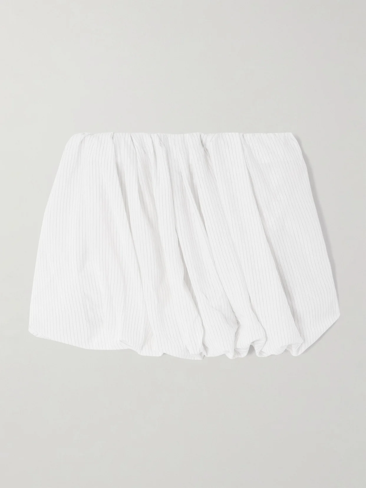 Pleated Pinstriped Poplin Mini Skirt - 1