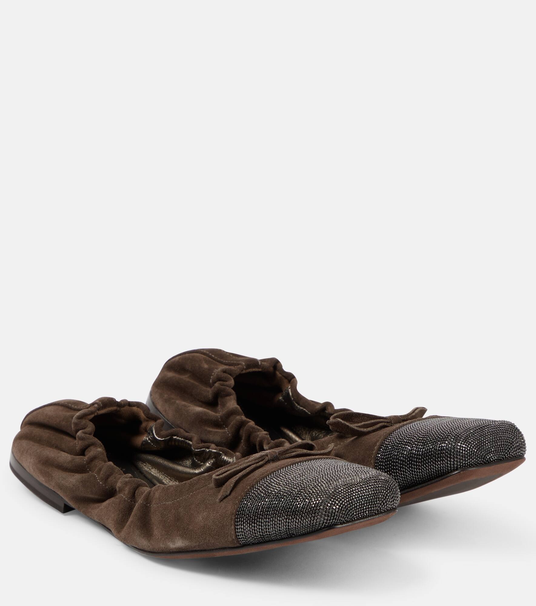 Embellished suede ballet flats - 1