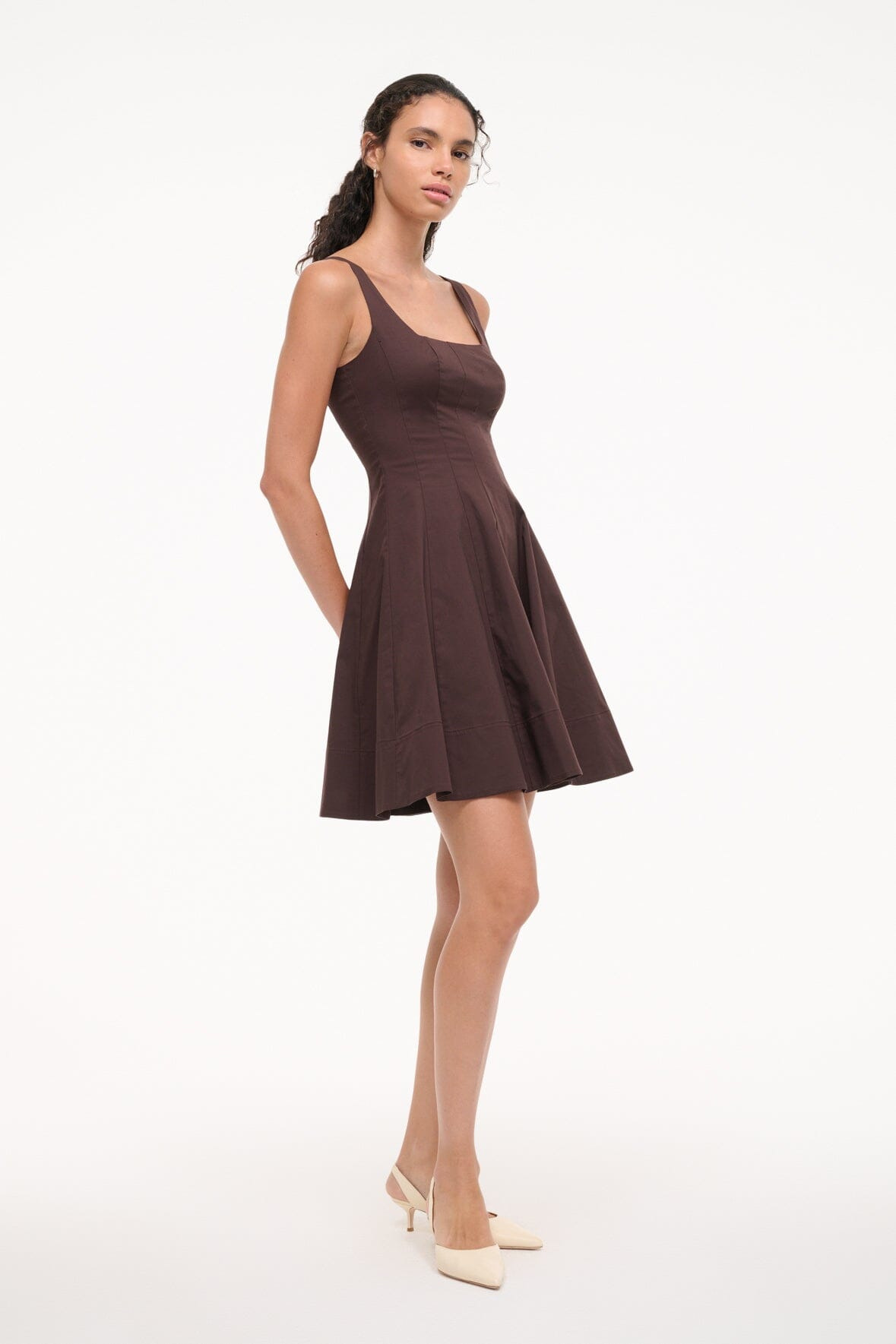 STAUD WELLS MINI DRESS EARTH - 3