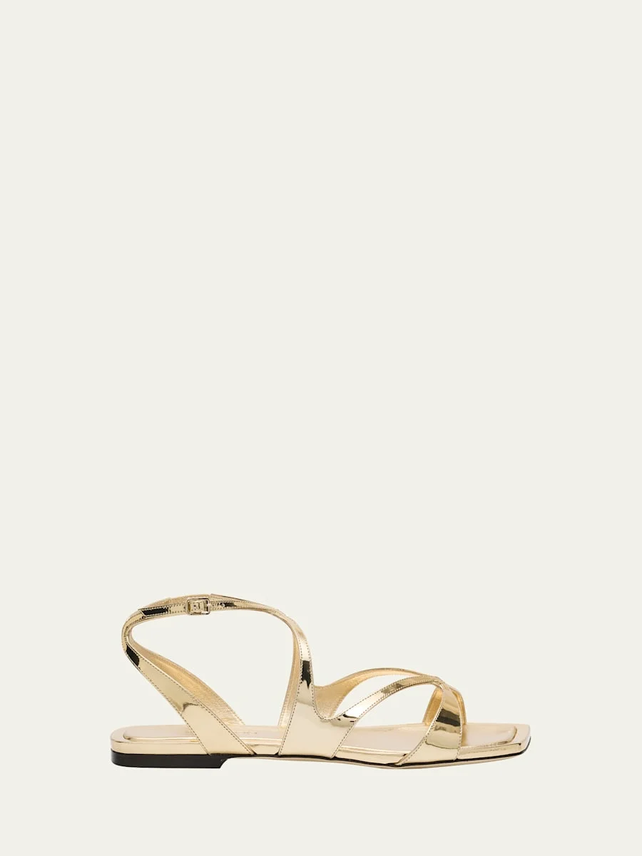 Ayla Metallic Leather Ankle-Strap Sandals - 1