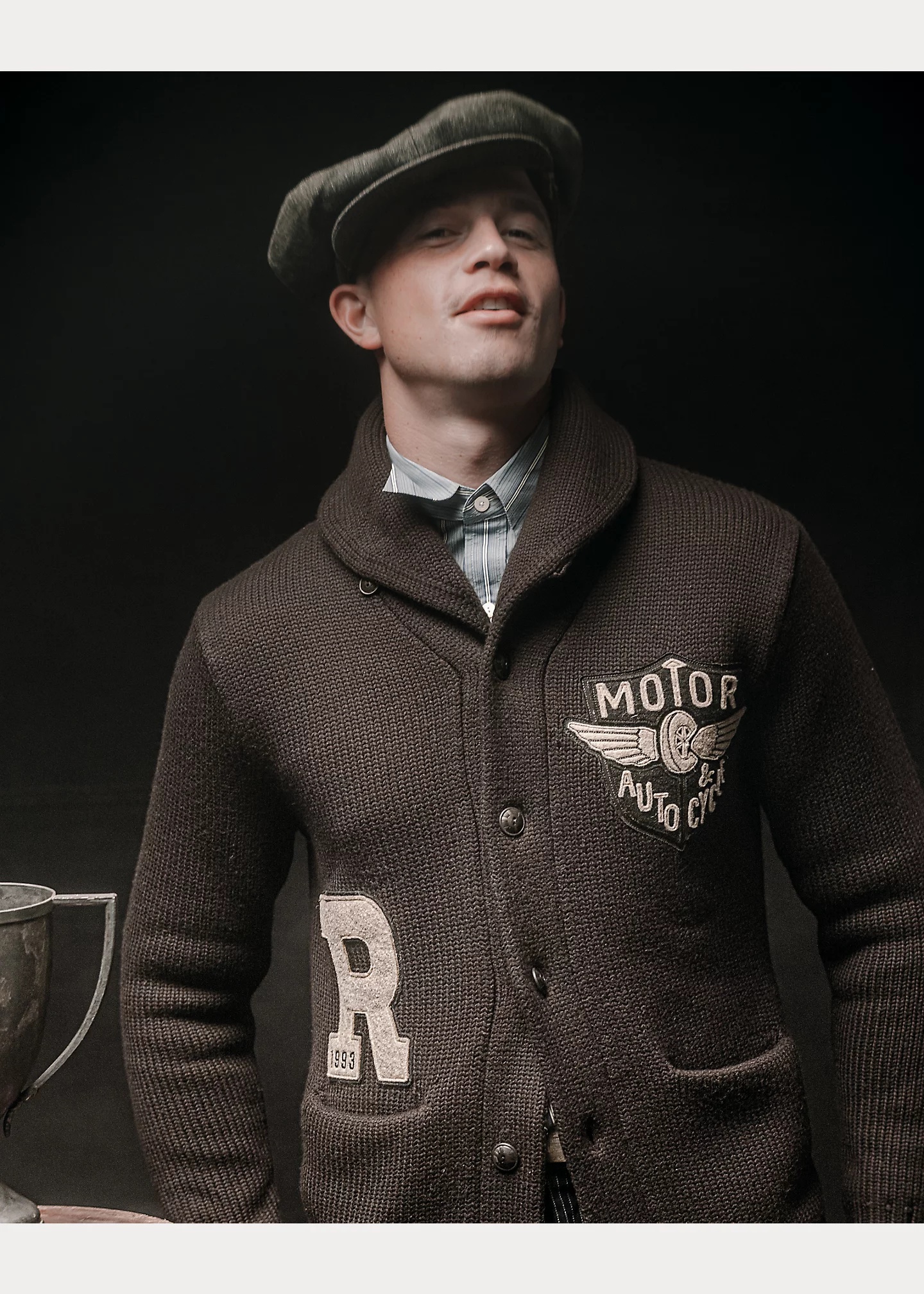 RRL by Ralph Lauren Appliquéd Wool Shawl-Collar Cardigan
