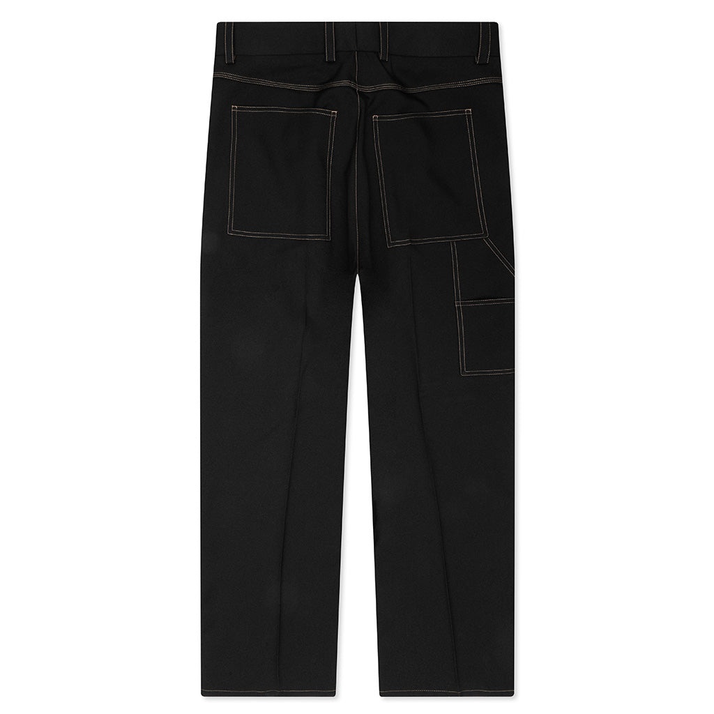 RECYCLED POLYESTER GABARDINE LOOSE FIT TROUSERS - BLACK - 2
