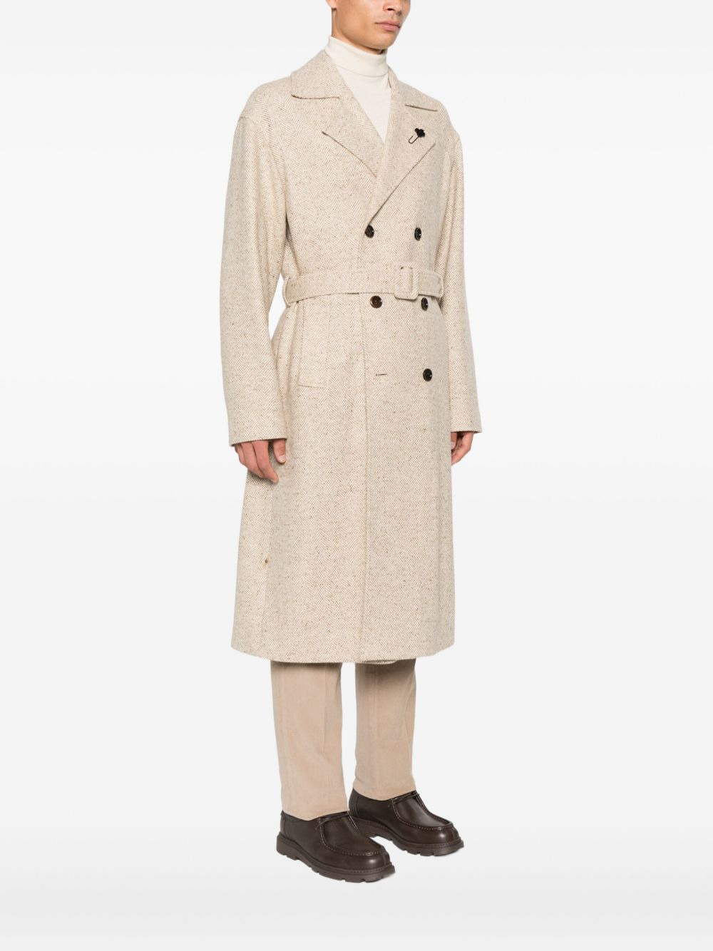 herringbone belted coat - 3