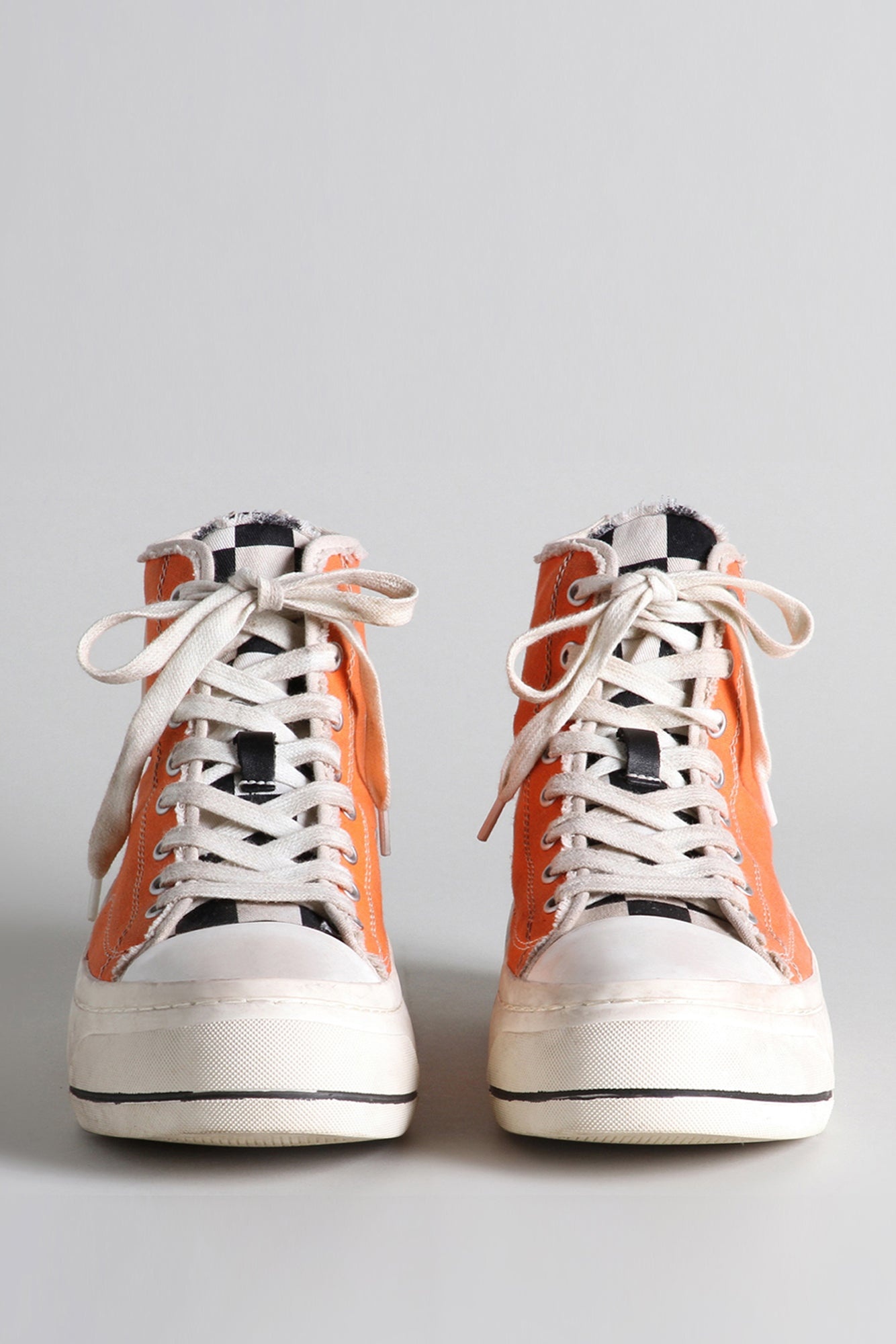 Kurt High Top Sneaker - Orange and Checker | R13 Denim Official Site - 2