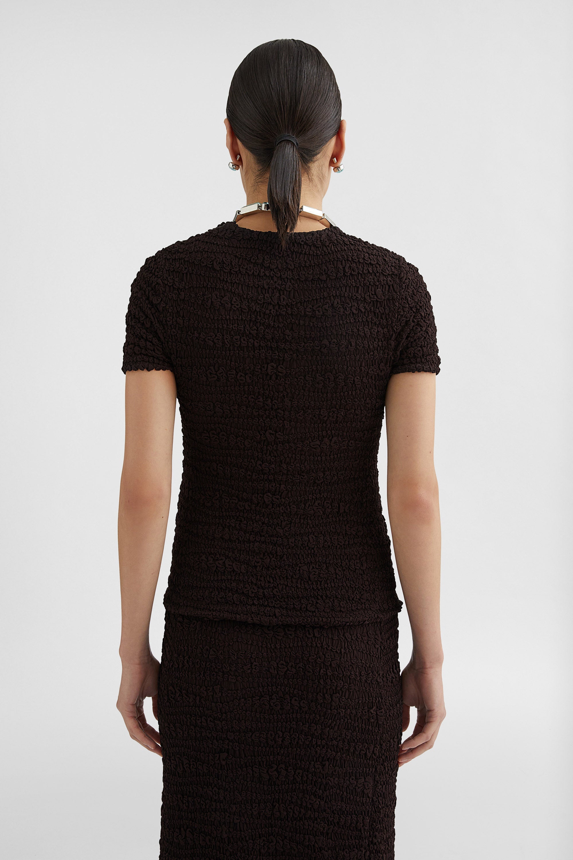 Crew Neck T-Shirt Chocolate Brown - 4