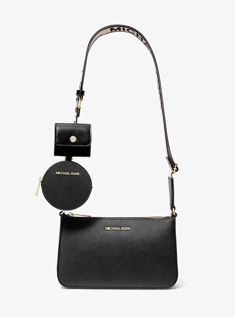 Jet Set Saffiano Leather Crossbody Bag with Case for Apple Airpods Pro - 1