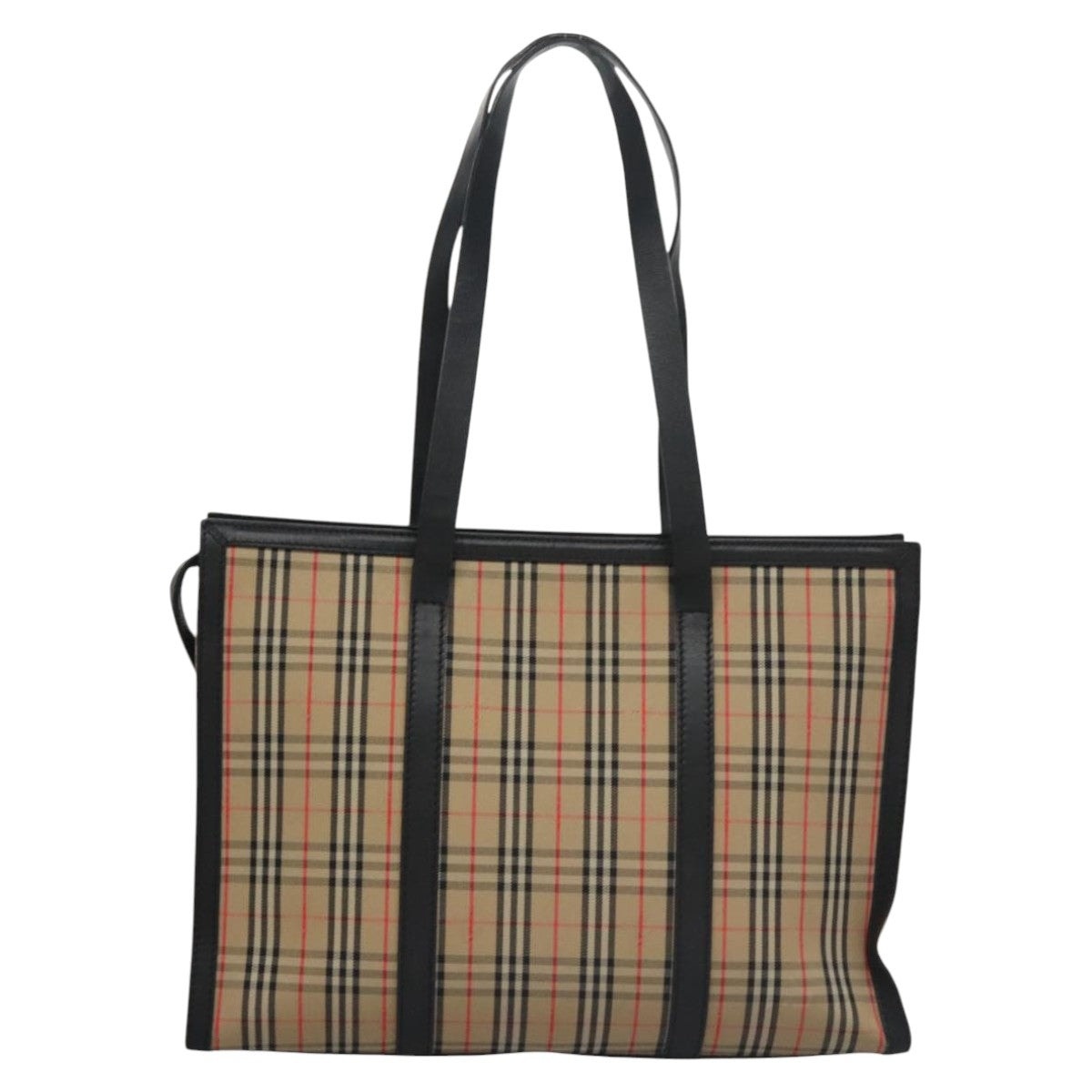Burberry Nova Check Tote Bag Canvas Leather Beige Black Gold - 3