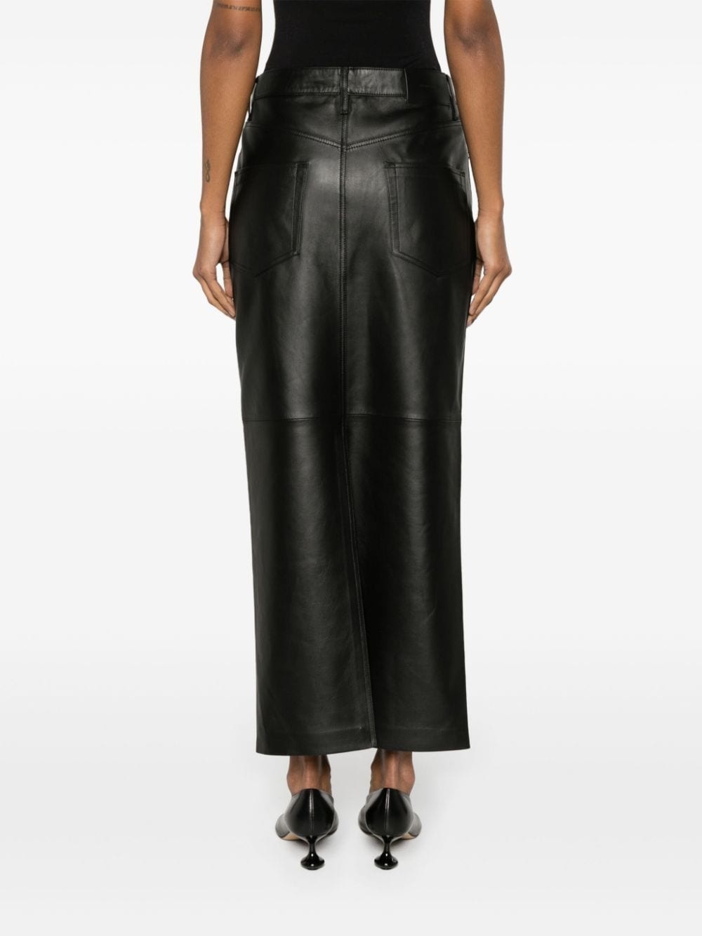 leather maxi column skirt - 4