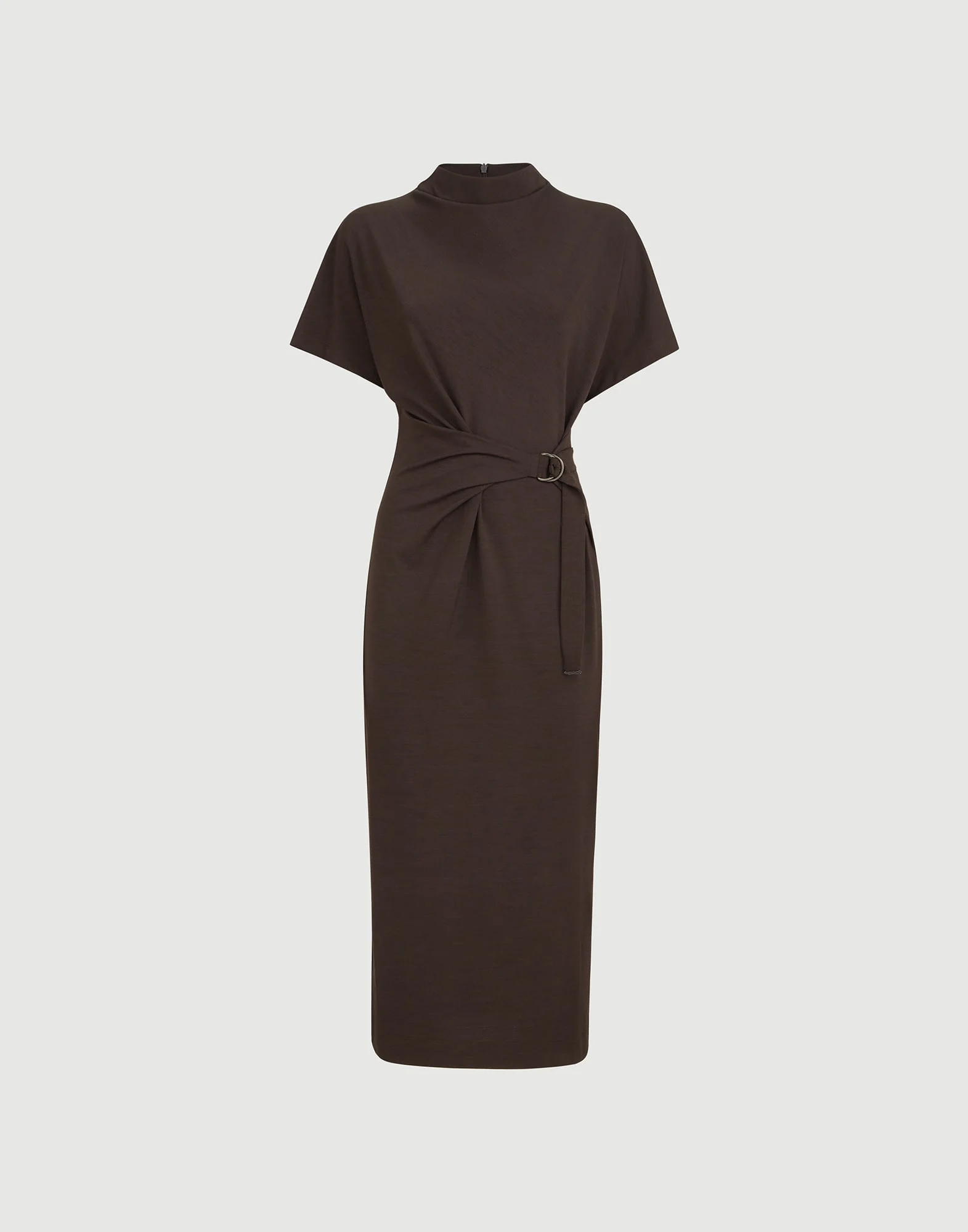 Techno wool jersey wrap belt dress with monili - 1