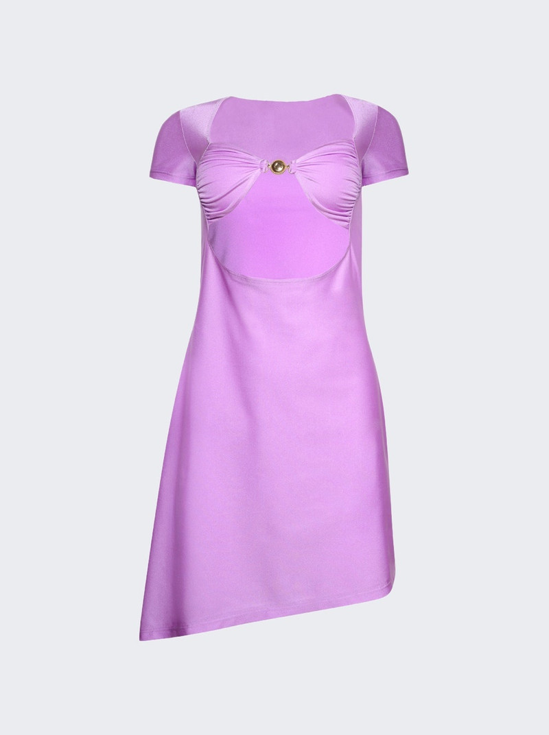 Draped Jersey Open Chest Dress Sweet Lilac 1