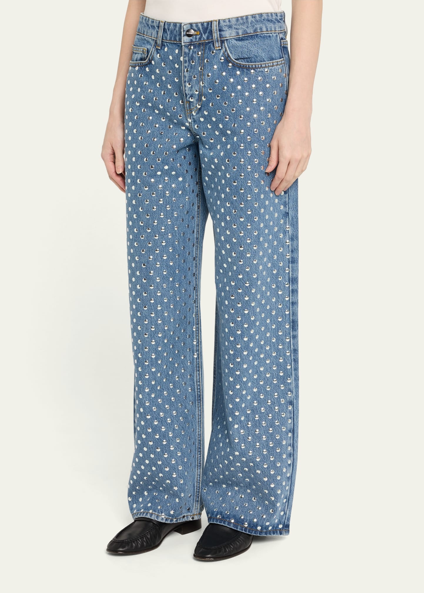 Studded Denim Pants - 4
