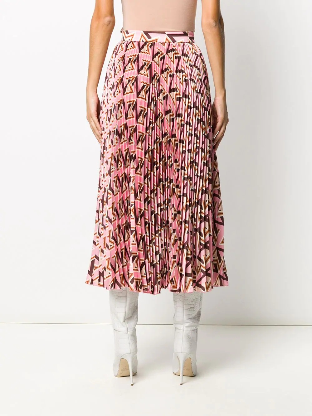 geometric pattern pleated midi skirt - 4