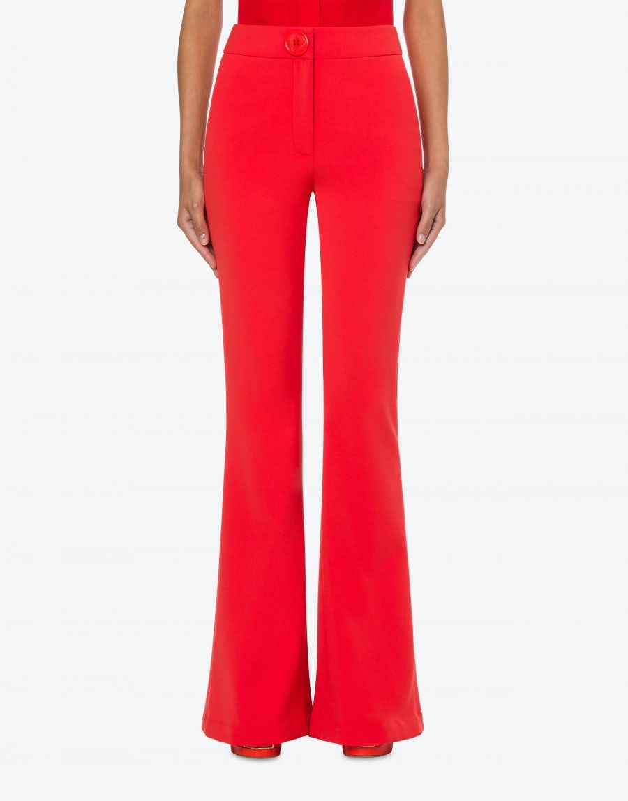 MOSCHINO BUTTON CRÊPE FLARED TROUSERS - 2