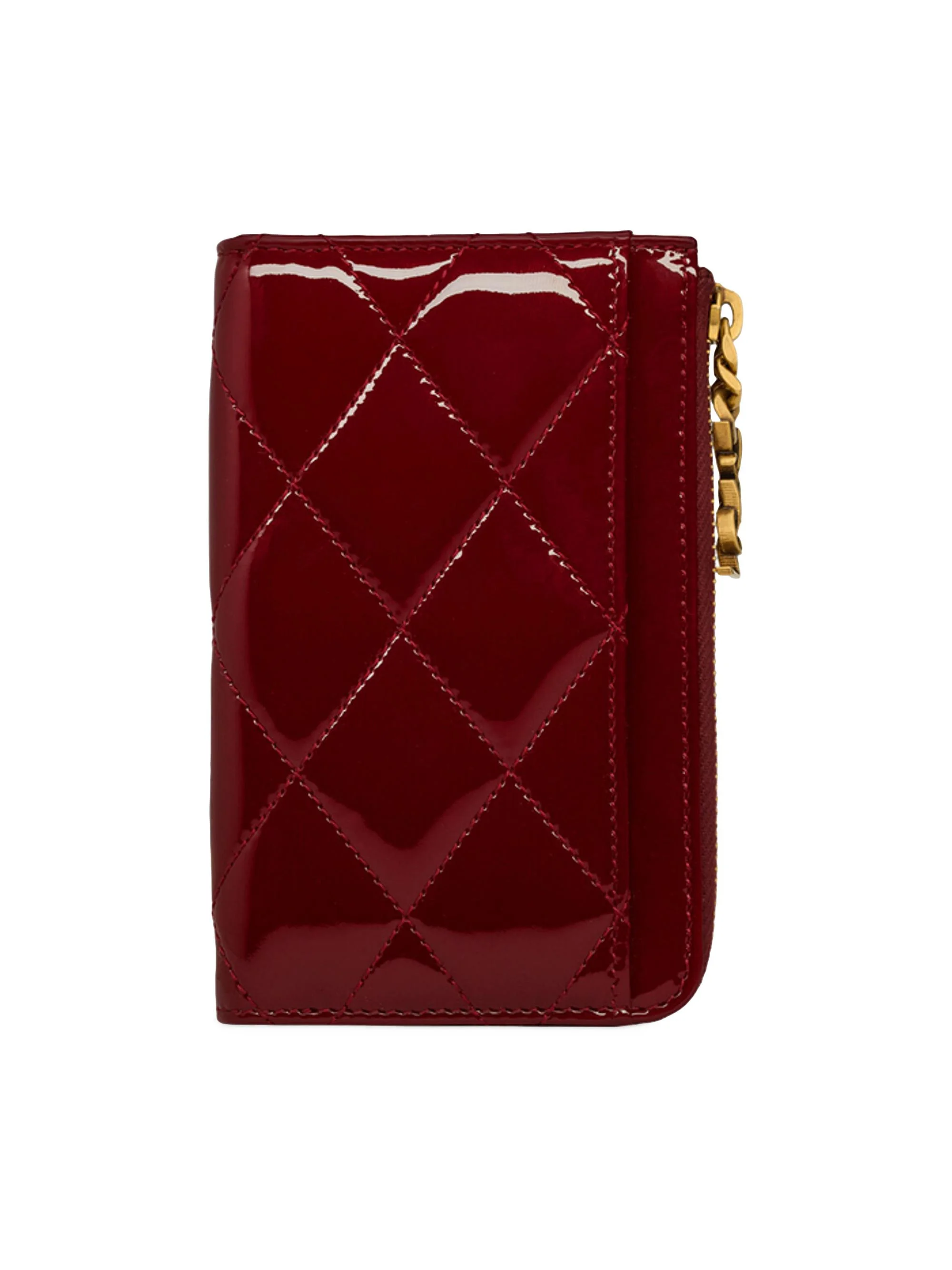 Women's Cassandre Bijou Zip Card Case in Patent Leather - Grenade - 1