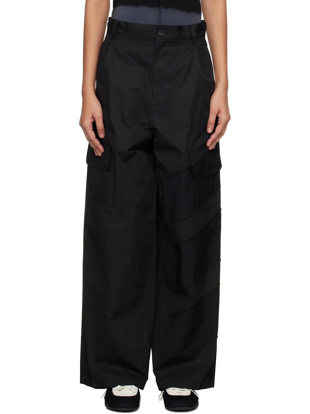 Black Wide Cargo Pants - 1
