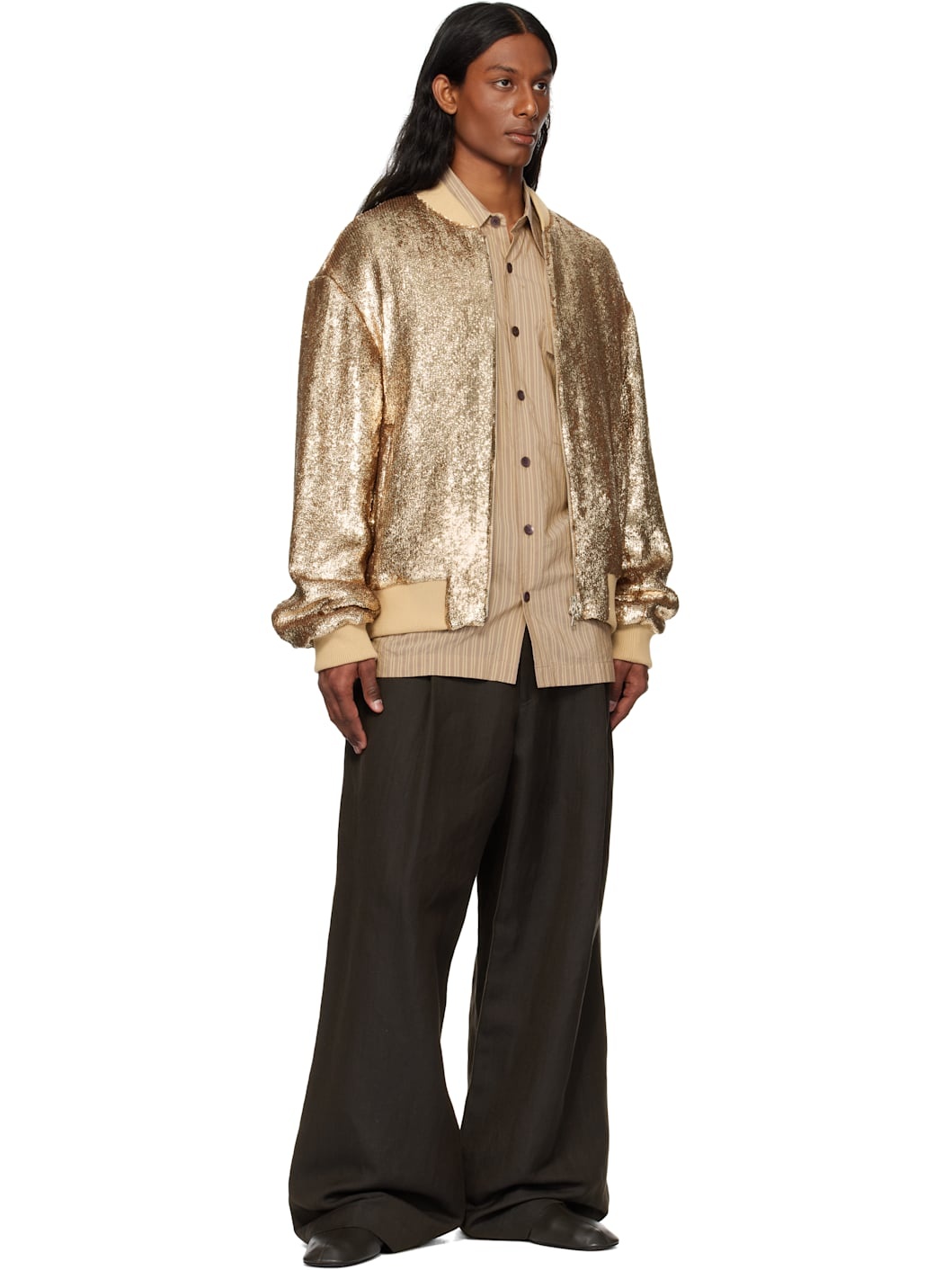Gold Sequinned Bomber Jacket - 4