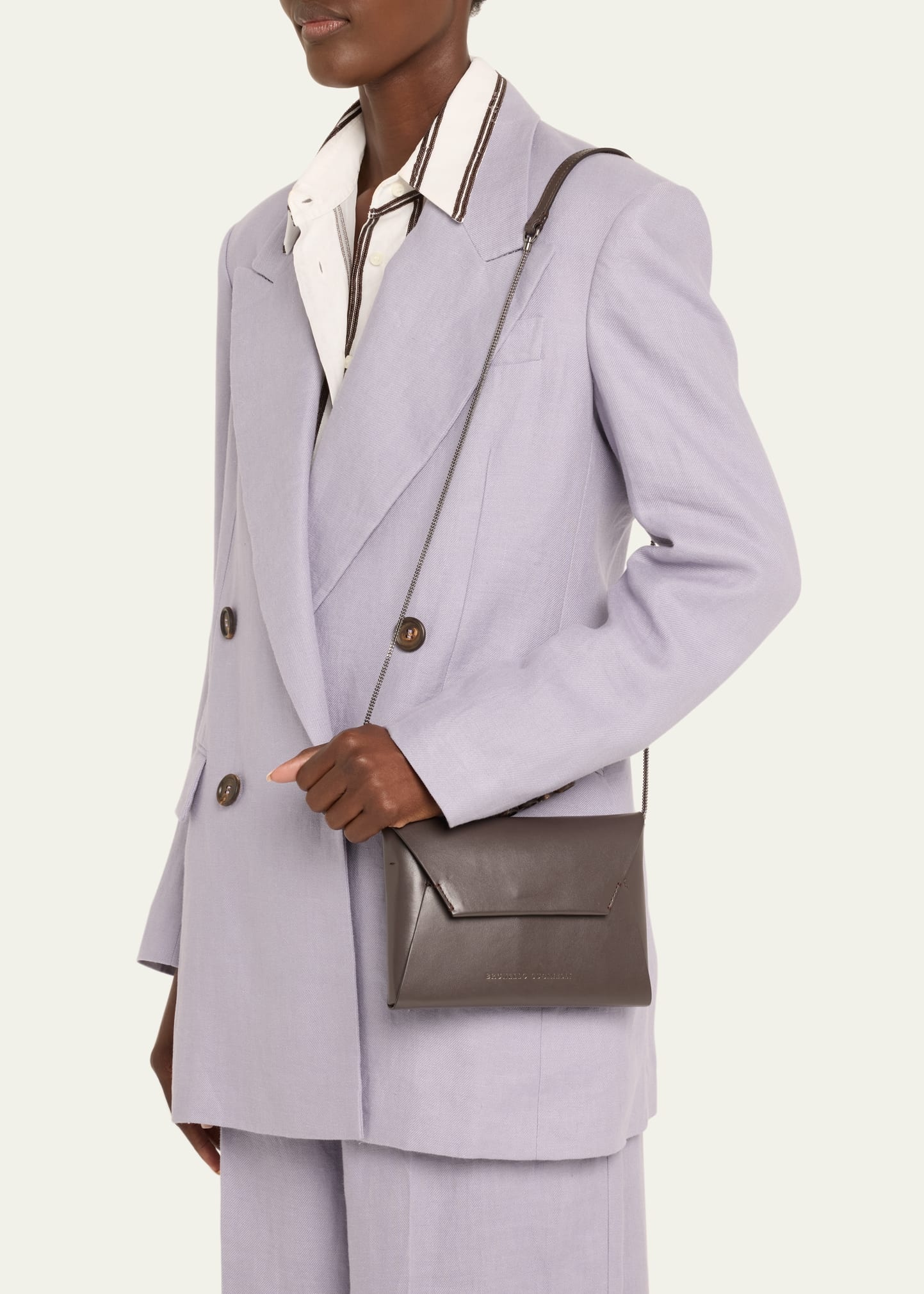 Envelope Flap Leather Clutch Bag - 2