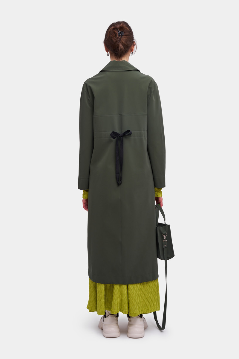 Hornstull Matte Long Raincoat Dark Green 4
