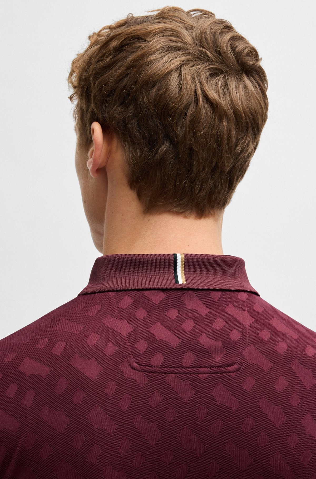 ACTIVE QUICK-DRY POLO SHIRT WITH GRADIENT MONOGRAM JACQUARD - 3