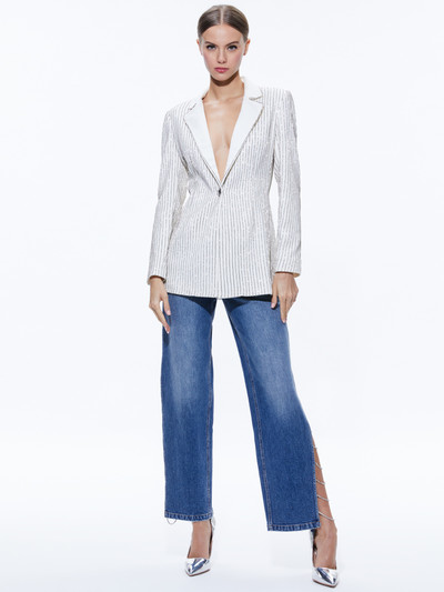 Alice + Olivia YONA PINSTRIPE EMBELLISHED BLAZER outlook