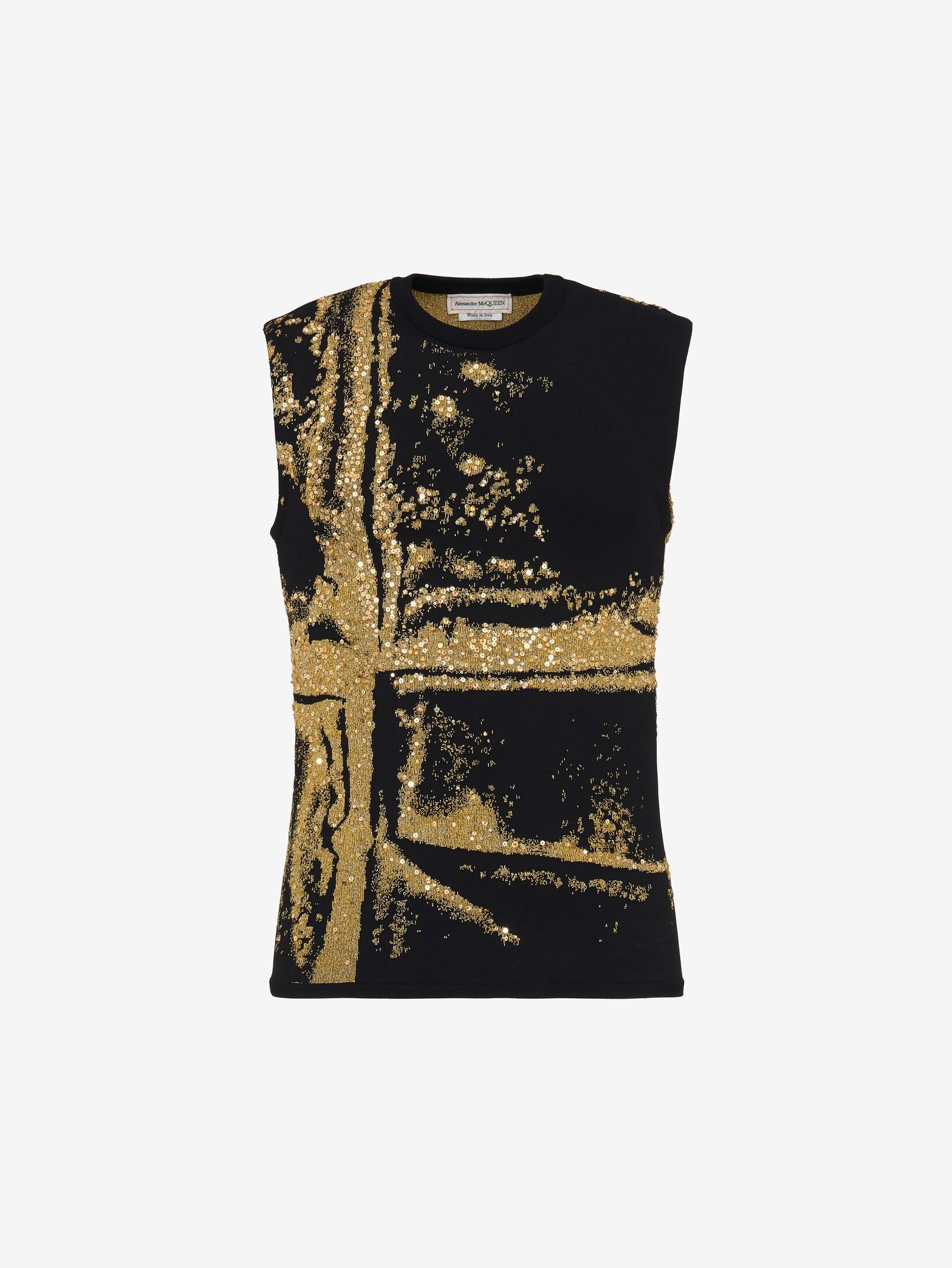 Men's Fold Jacquard Vest in Black/ Gold - 1