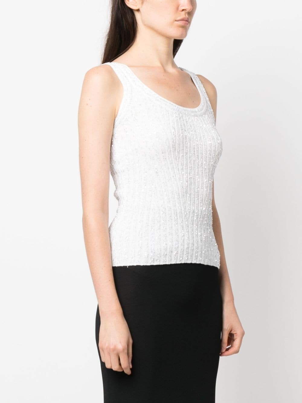 sequin-embellished ribbed top - 3