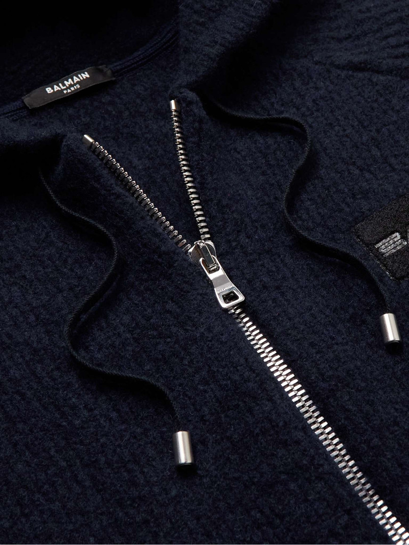 Logo-Detailed Ribbed Wool-Blend Zip-Up Hoodie 5