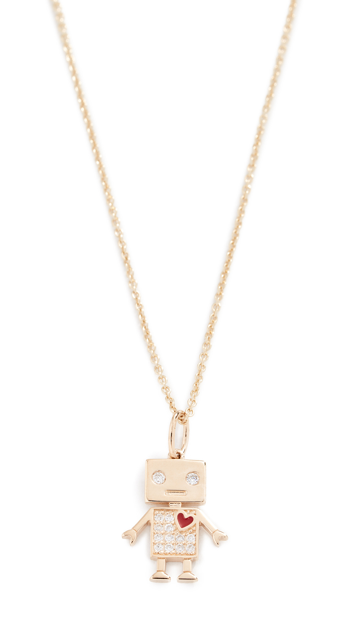 14k Gold Love Robot Necklace - 5