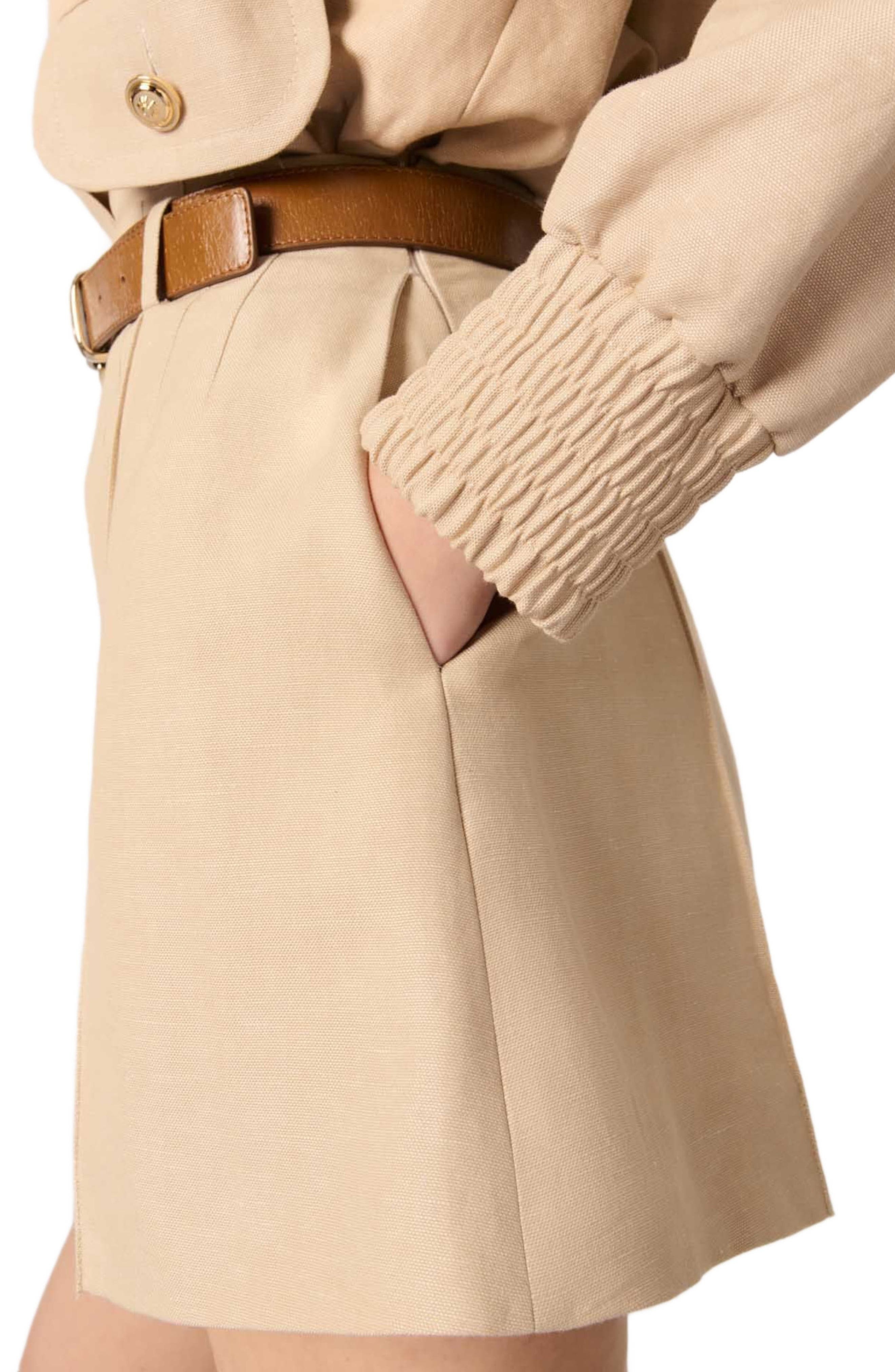 maje Linen and cotton shorts with darts in Beige at Nordstrom - 7