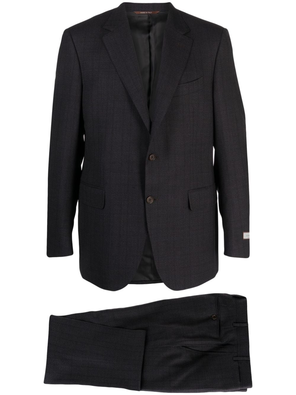 checked single-breasted wool suit - 1