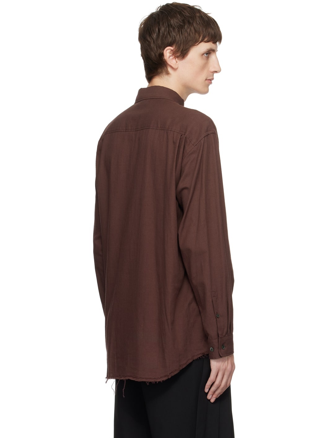 Burgundy Frayed Shirt - 3