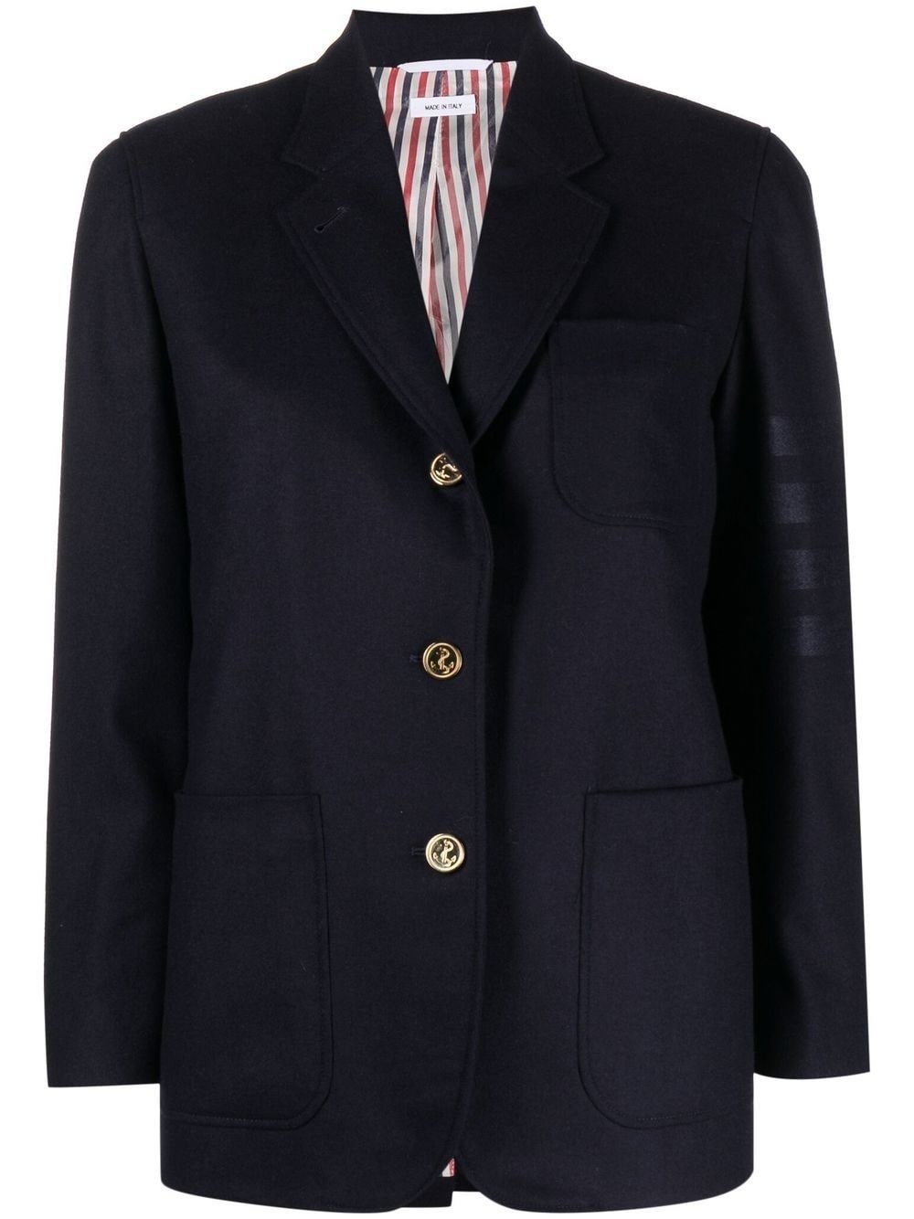 single-breasted stripe-sleeve blazer - 1