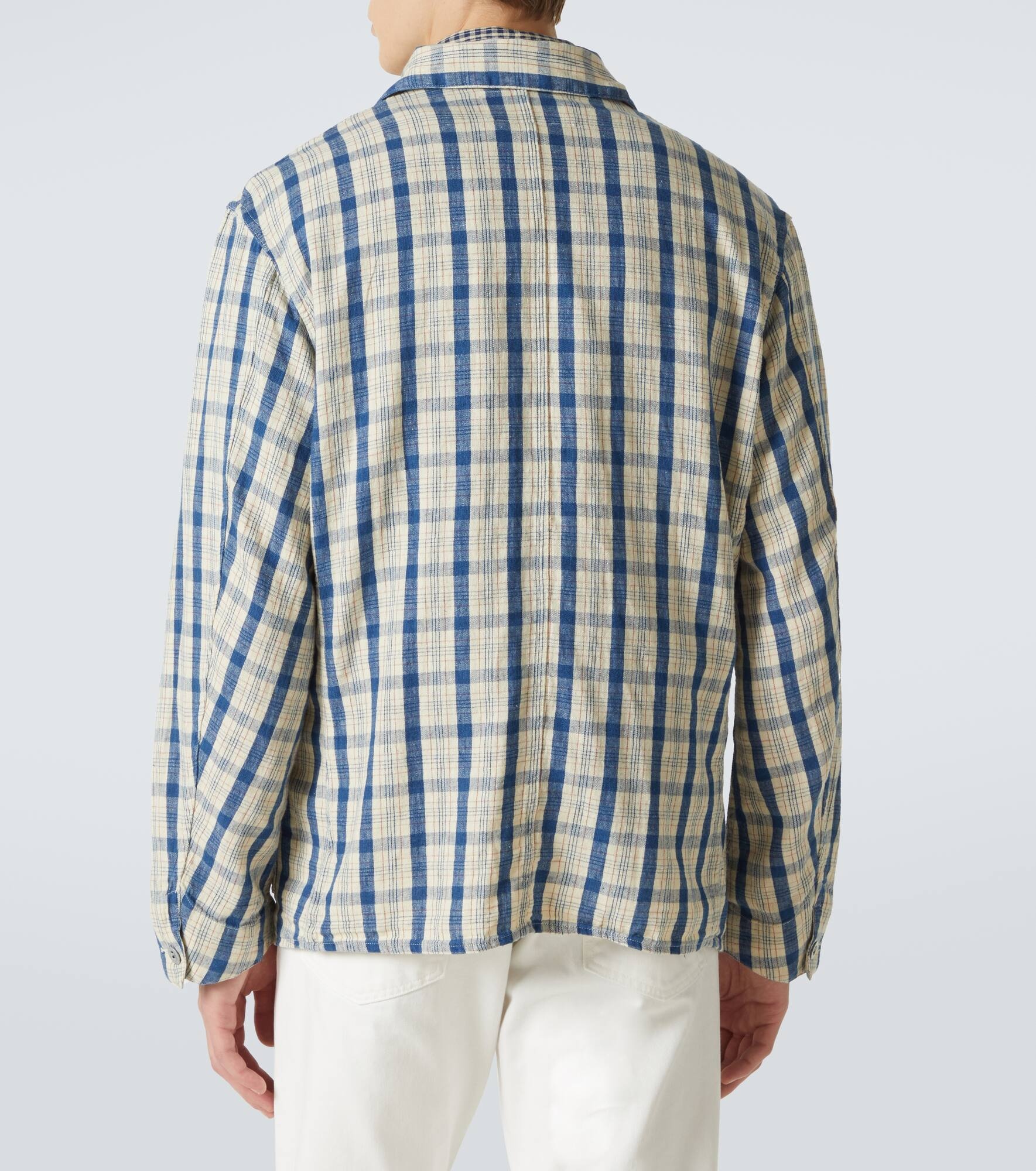 Checked cotton and linen shirt - 4
