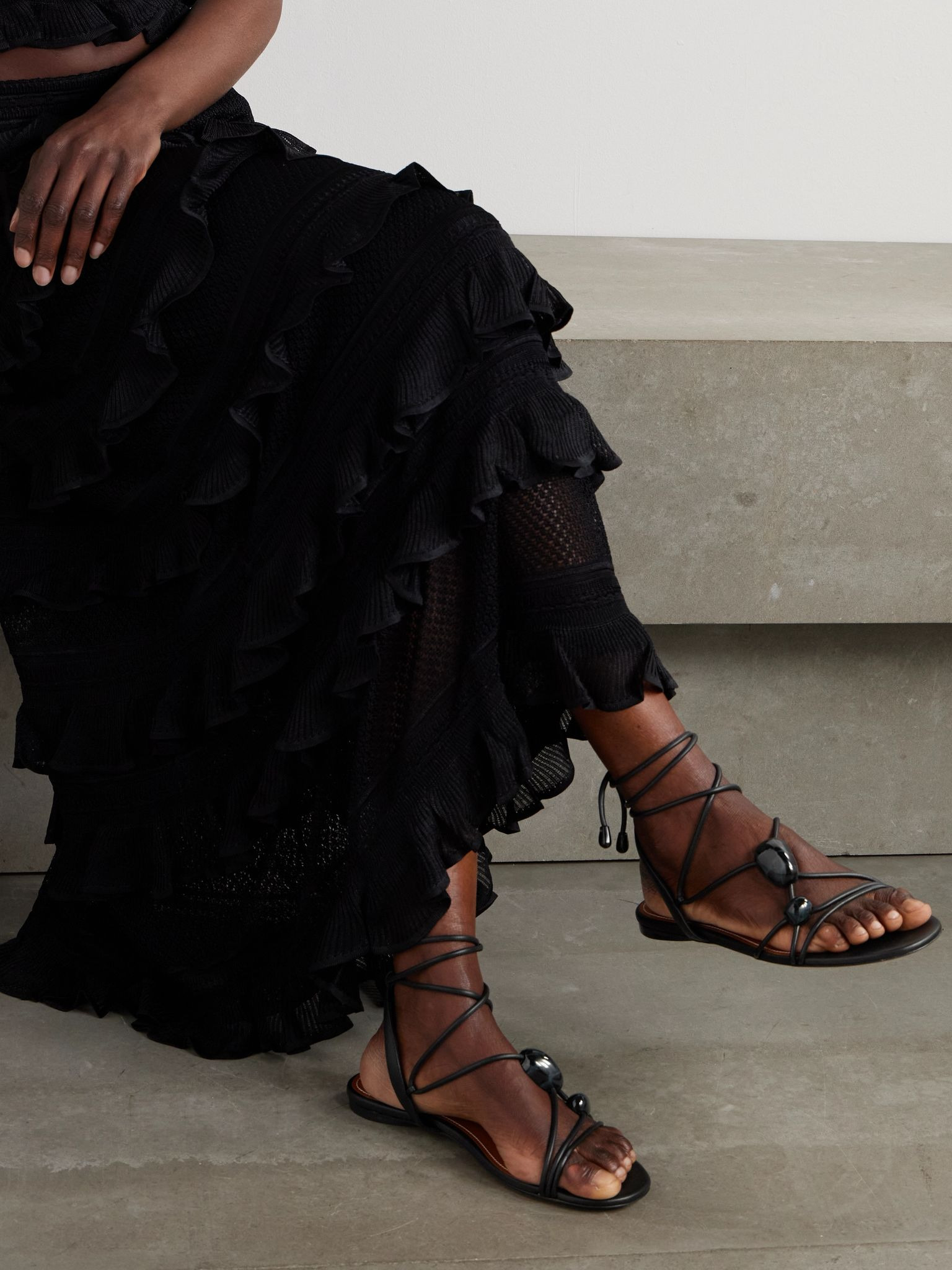 Gleam leather sandals Black - 2