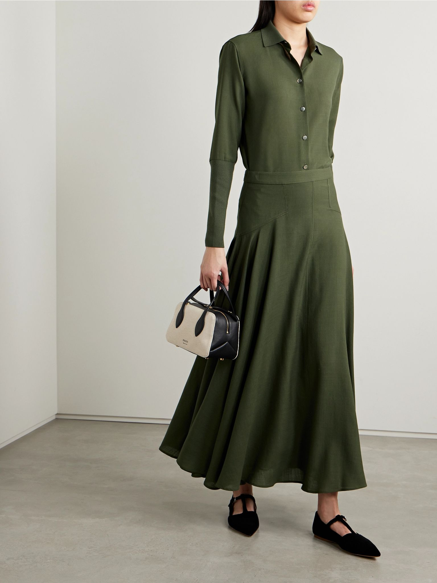 Wool-crepe maxi skirt Green - 2