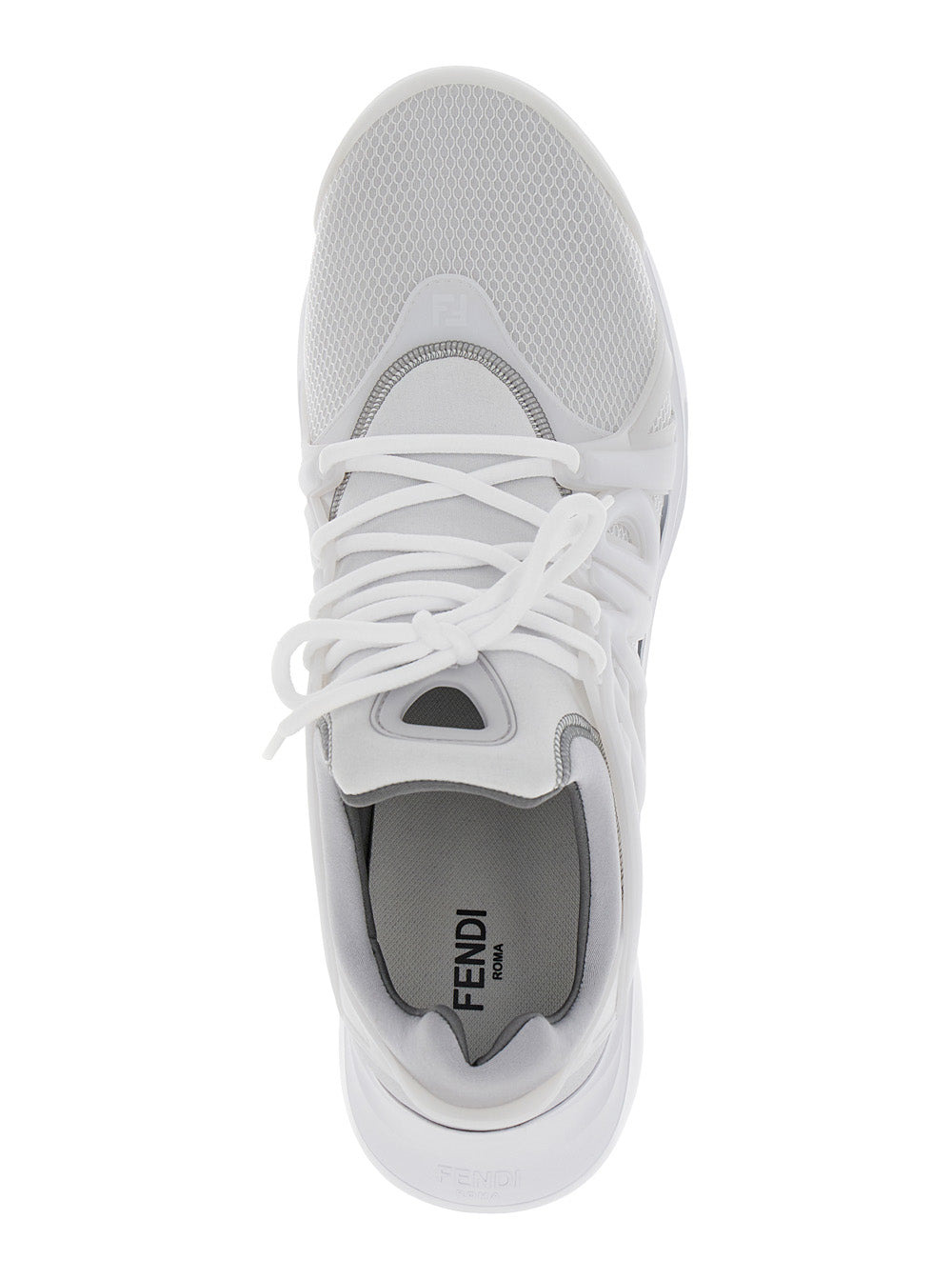 Fendi Men 'Fendi Tag' Grey Sneakers With Logo In Techno Mesh Man - 4