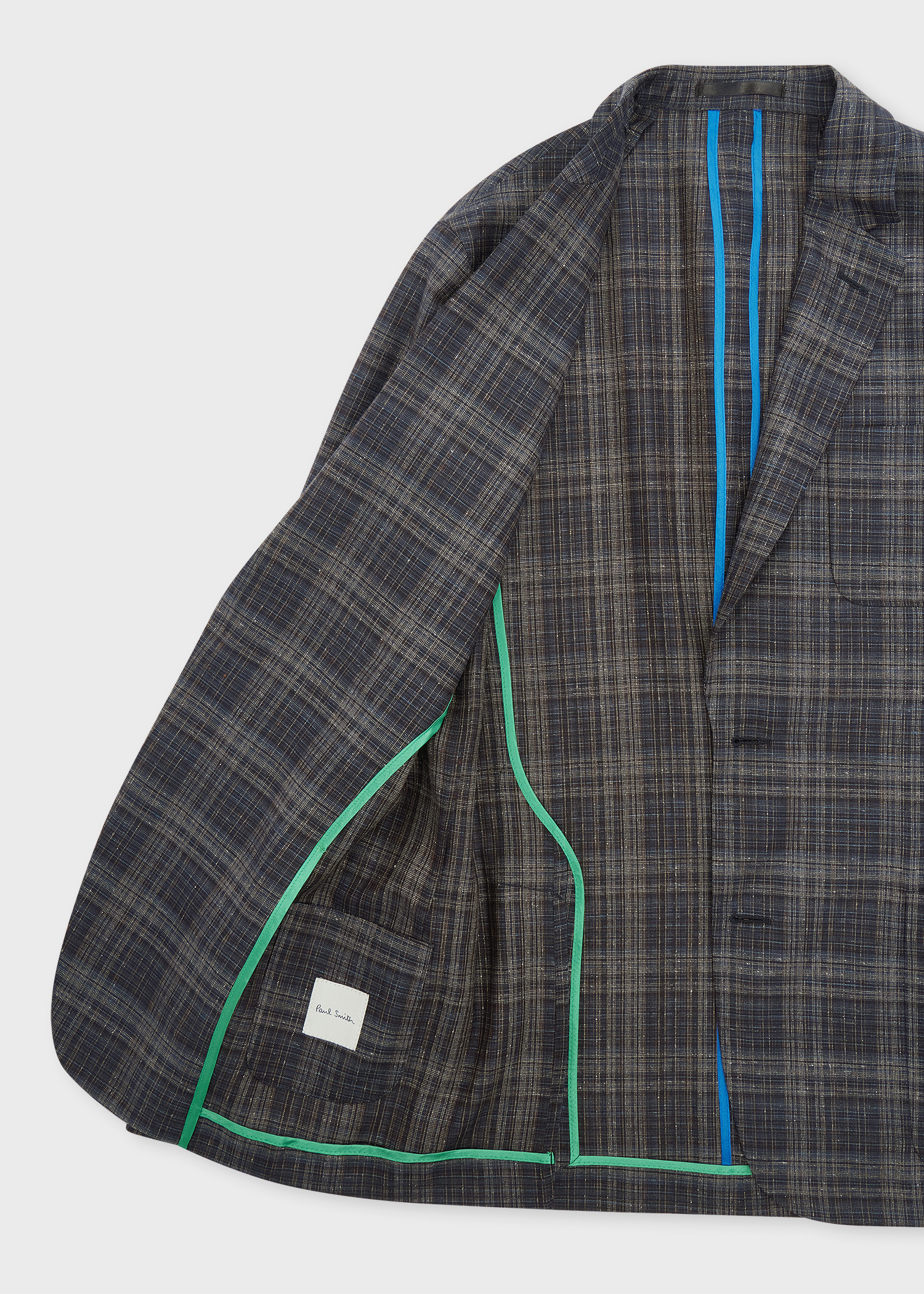 Brown and Navy Check Silk-Wool Patch-Pocket Blazer - 4