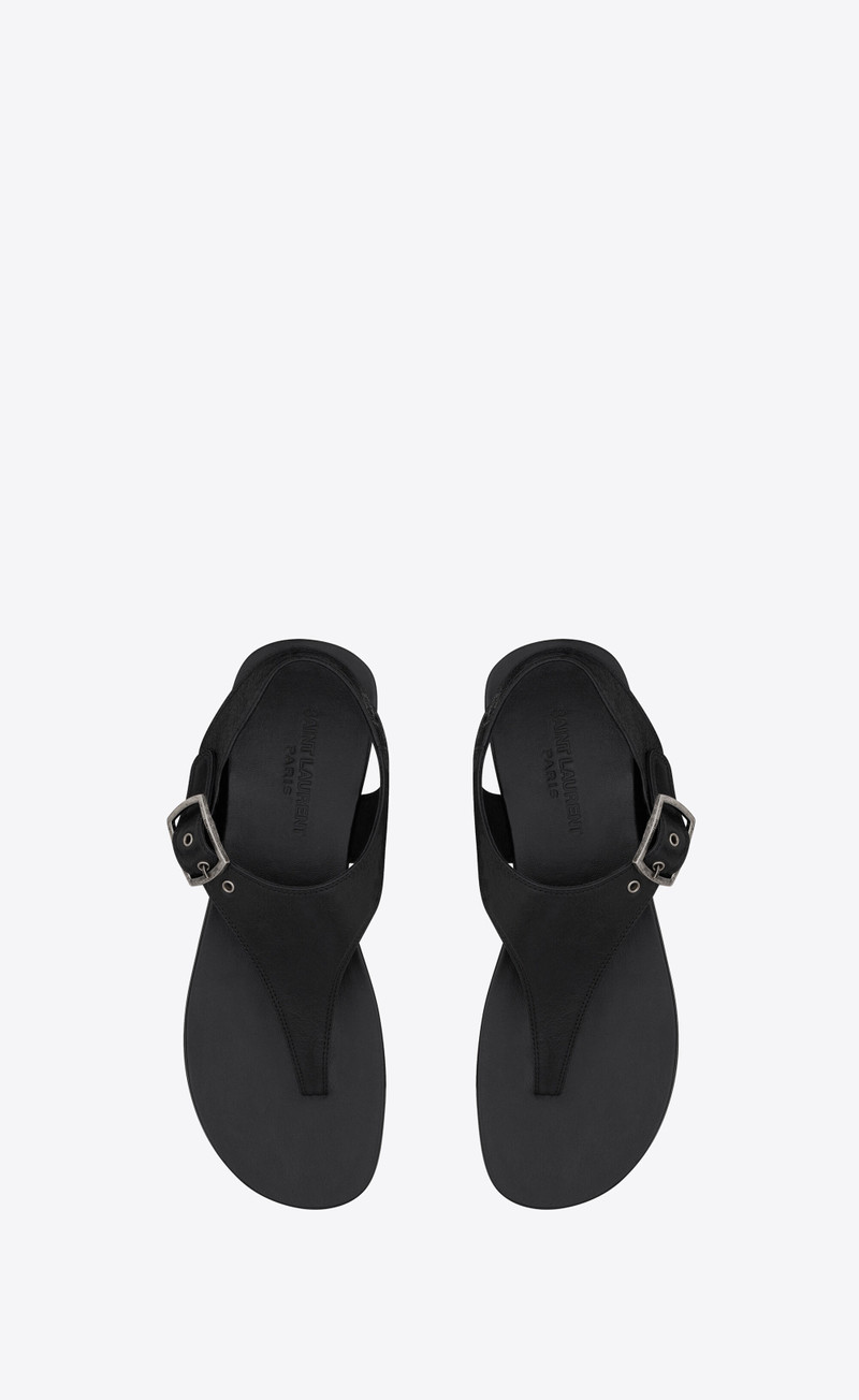 SAINT LAURENT caleb flat sandals in smooth leather outlook