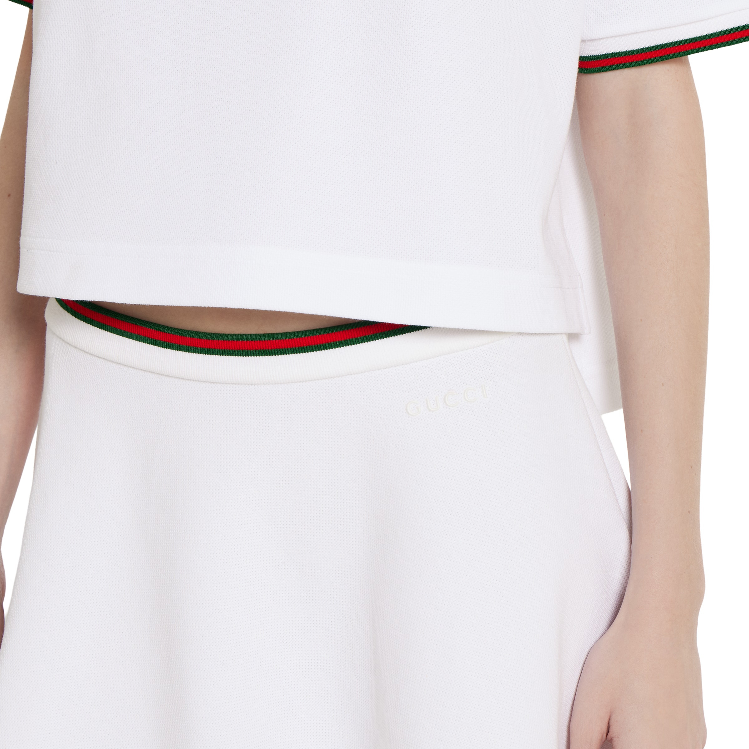 Cotton piquet skirt with Web - 5