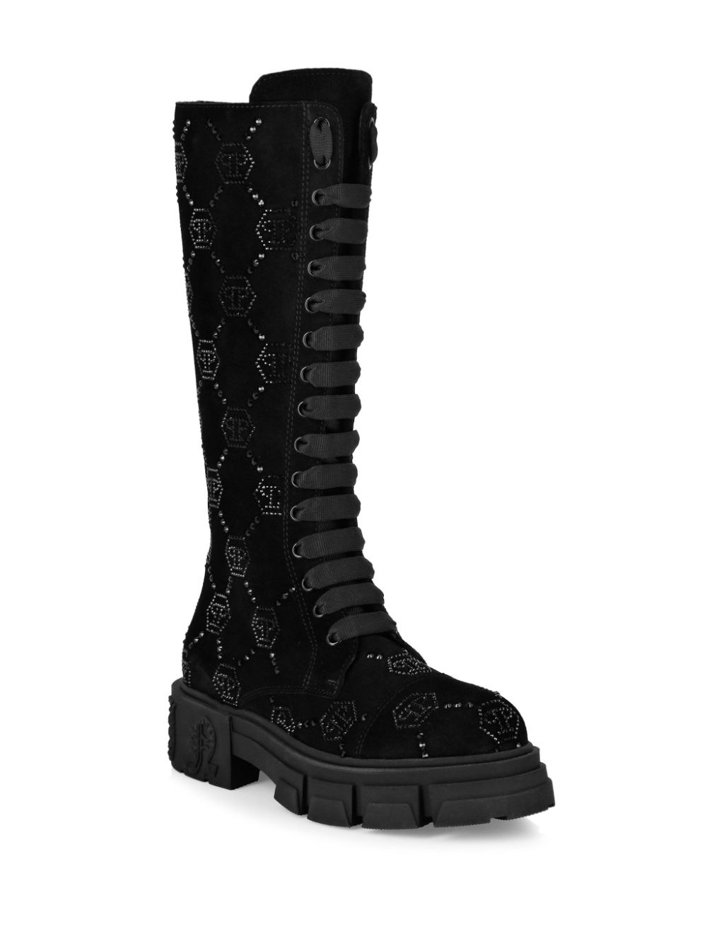 monogram-embellished suede boots - 2