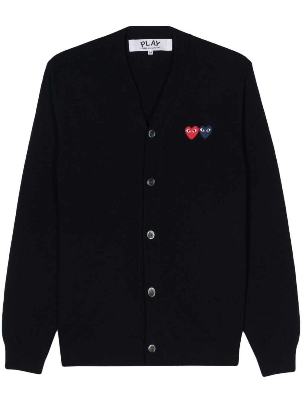 heart-patch wool cardigan - 1
