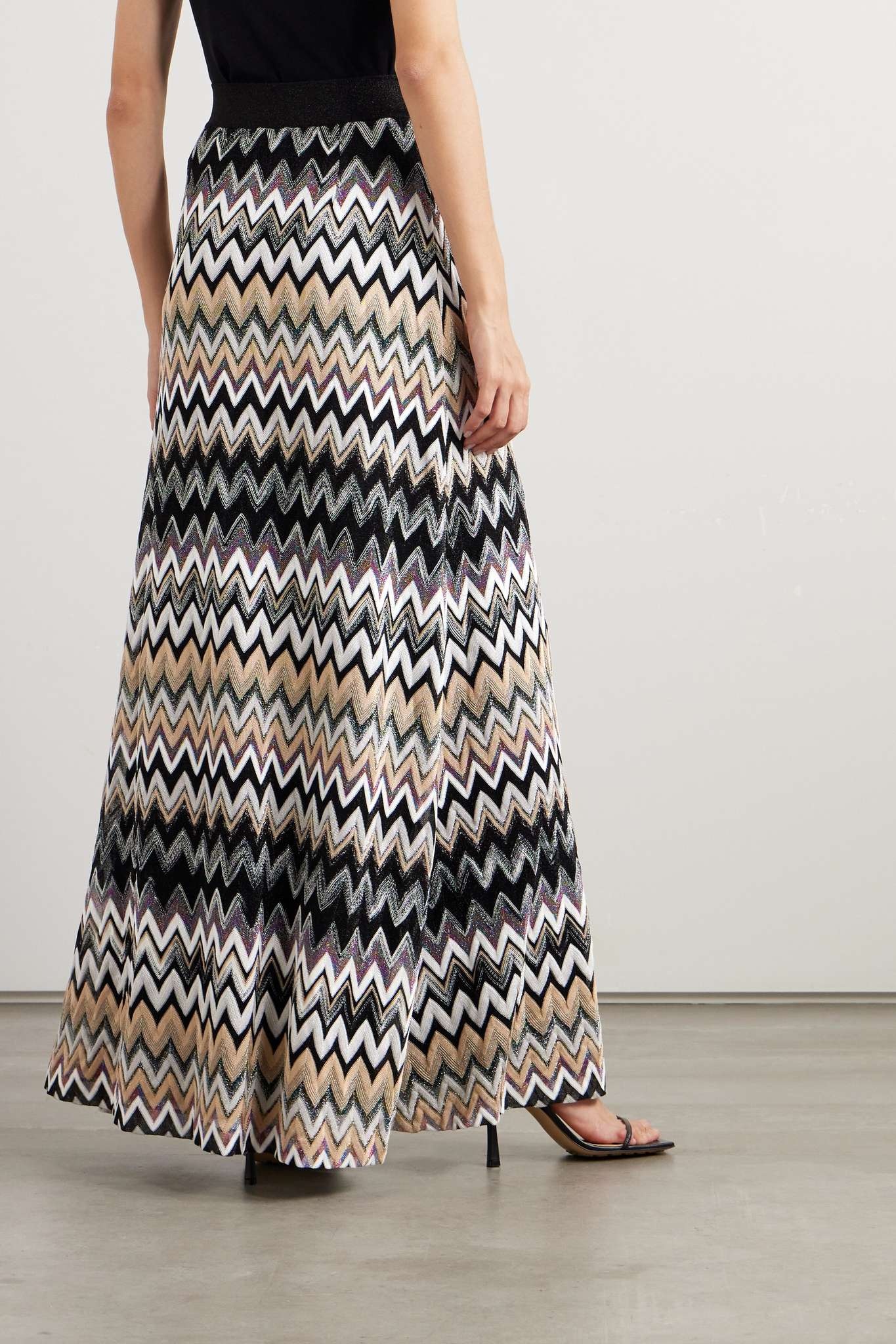 Striped metallic crochet-knit maxi skirt - 4