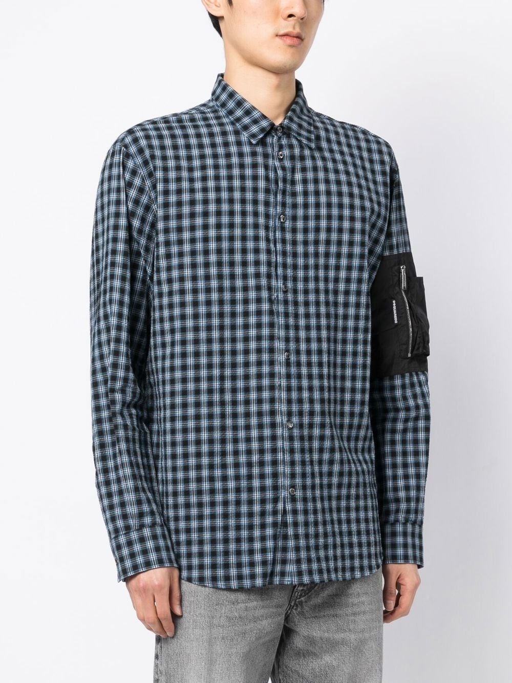plaid-print zip-pocket shirt - 3