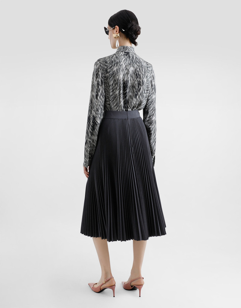 Fur-print charmeuse shirt with pussy-bow 3