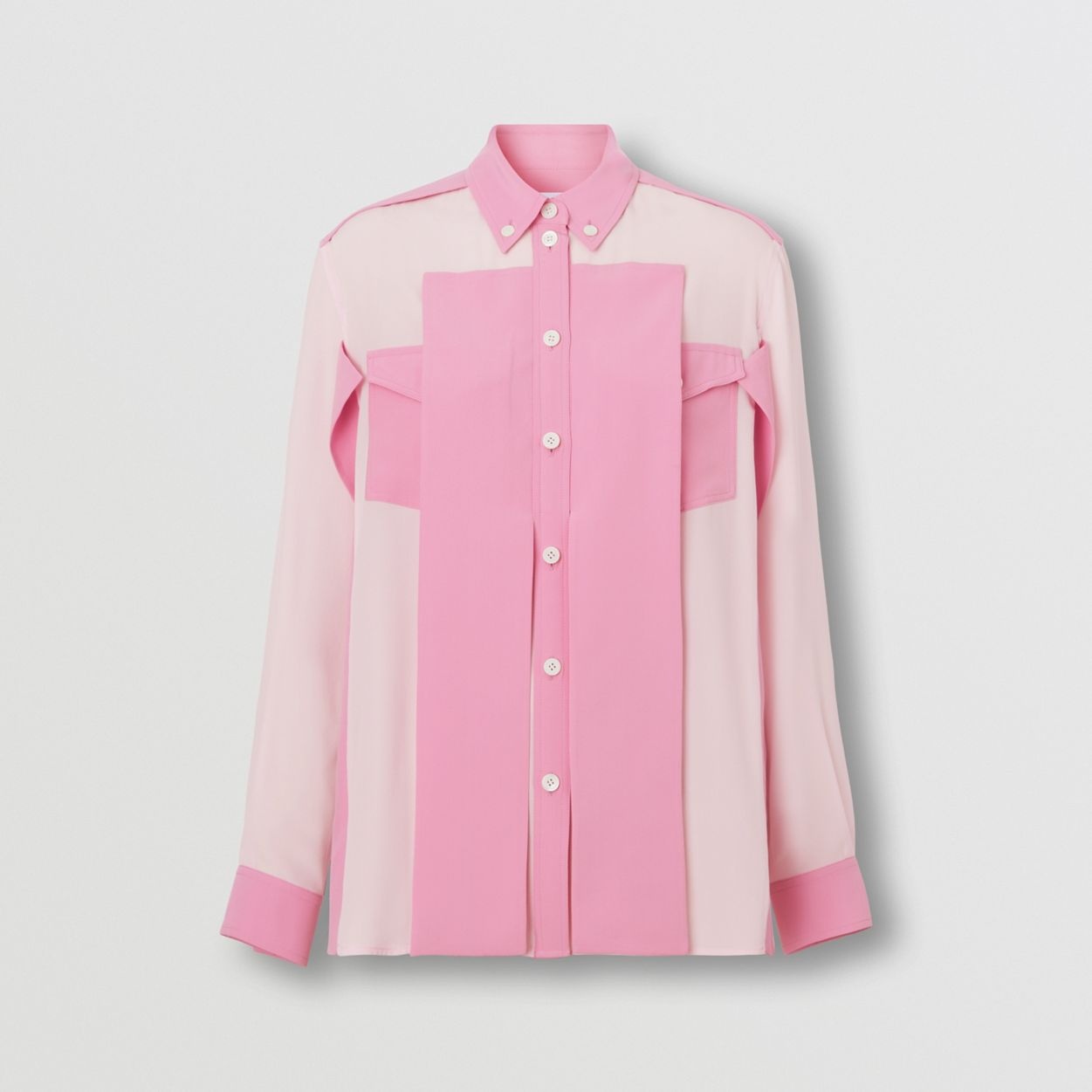 Burberry Panelled Silk Crepe de Chine Shirt | REVERSIBLE